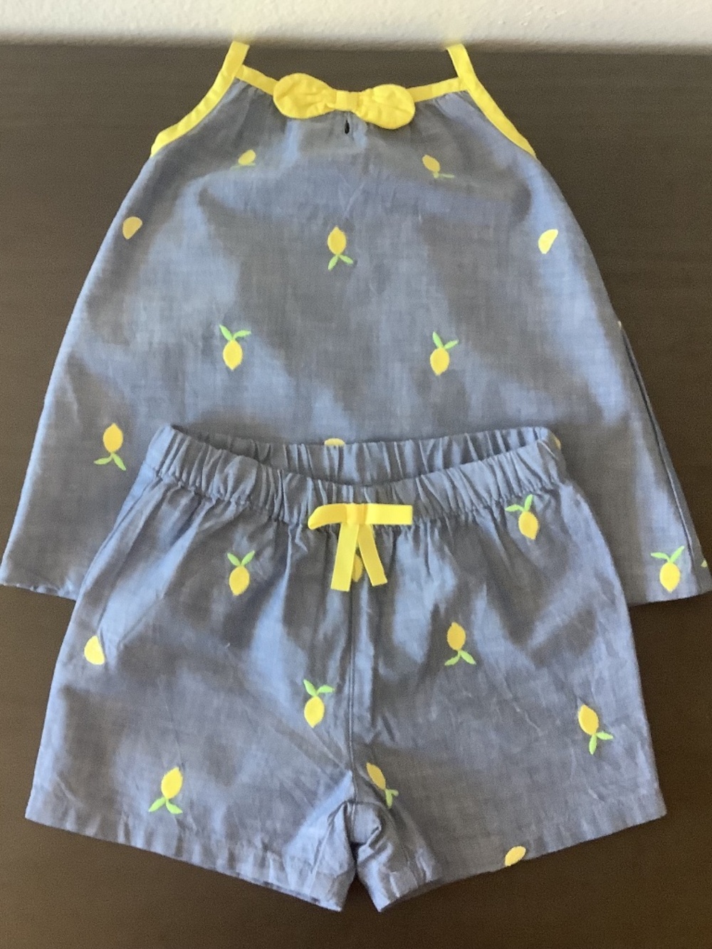 NWT Gymboree Girls Chambray Citrus Halter Top And Shorts Blue Denim Set 3T & 5T